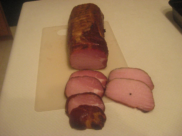 Sliced canadian bacon ready to serve