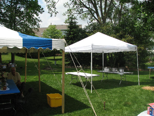 Food serving setup under tent