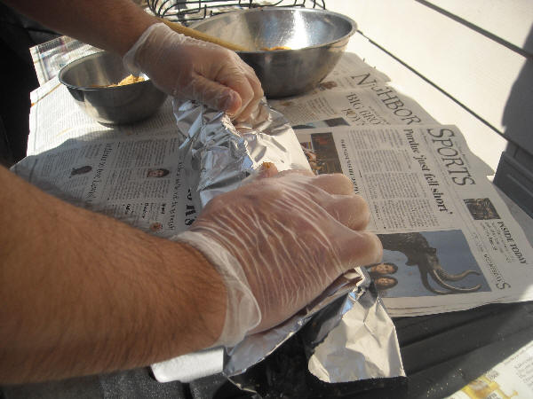 Wrapping ribs tightly in foil