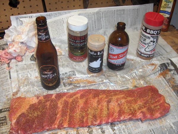 Ribs with dry rub applied