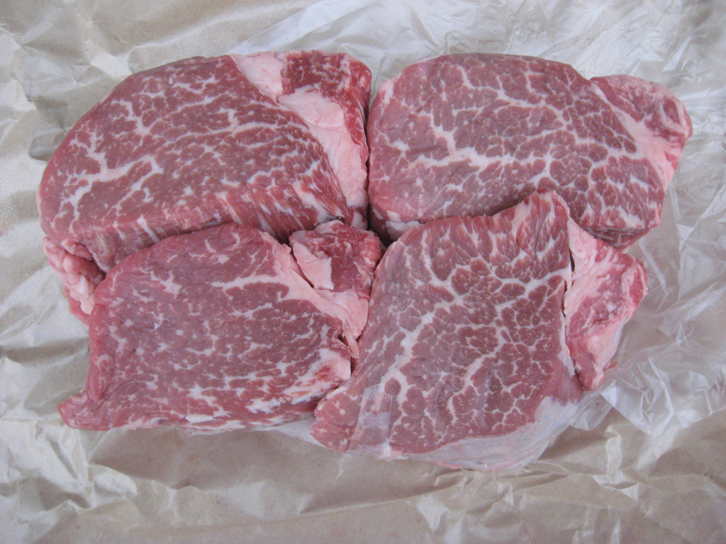 Prime graded steaks showing marbling